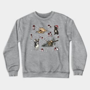 Malamute, Golden Retriever, Labrador, French Bulldog Christmas Dog And Gifts Pattern Digital Illustration Crewneck Sweatshirt